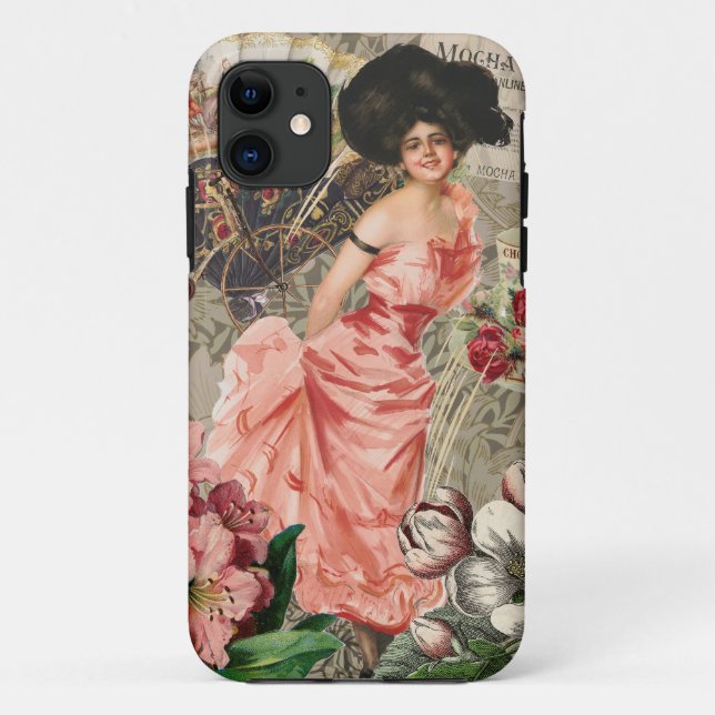 Coques Case-Mate iPhone Café Lady Victorian Femme Rose Classy (Dos)