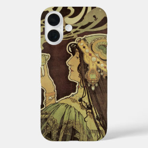 Coque Pour iPhone 16 Café Rajah Art Nouveau vintage, femme avec café