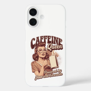 Coque Pour iPhone 16 Cafeine Queen - Java & Sarcasm Retro Design