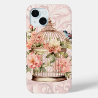 Cage à oiseaux floral aquarelle vintage romantique