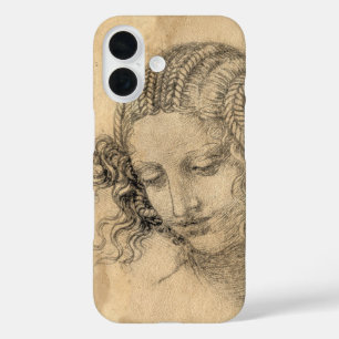 Coque Pour iPhone 16 Cahier de croquis de Léonard de Vinci Femme Parche