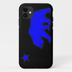 Coque iPhone 11 Caisse bleue au néon de l'iphone 5 d'ours de
