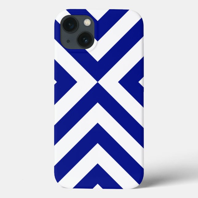 Coques Case-Mate iPhone Caisse de batterie bleue et blanche de chevrons (Verso)