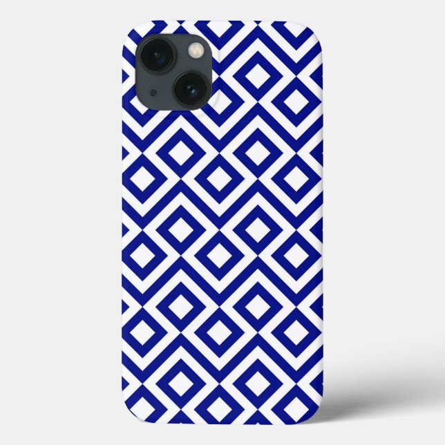 Coques Case-Mate iPhone Caisse de batterie de méandre de bleu et de blanc (Verso)