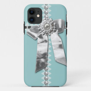 Coques Pour iPhone Caisse de l'iPhone imprimée par bijou argenté bleu