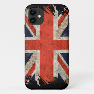 Coque iPhone 11 Caisse déchiquetée âgée de l'iphone 5 d'Union Jack
