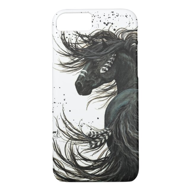 Coques Case-Mate iPhone Caisse frisonne noire de l'iPhone 7 de cheval (Dos)