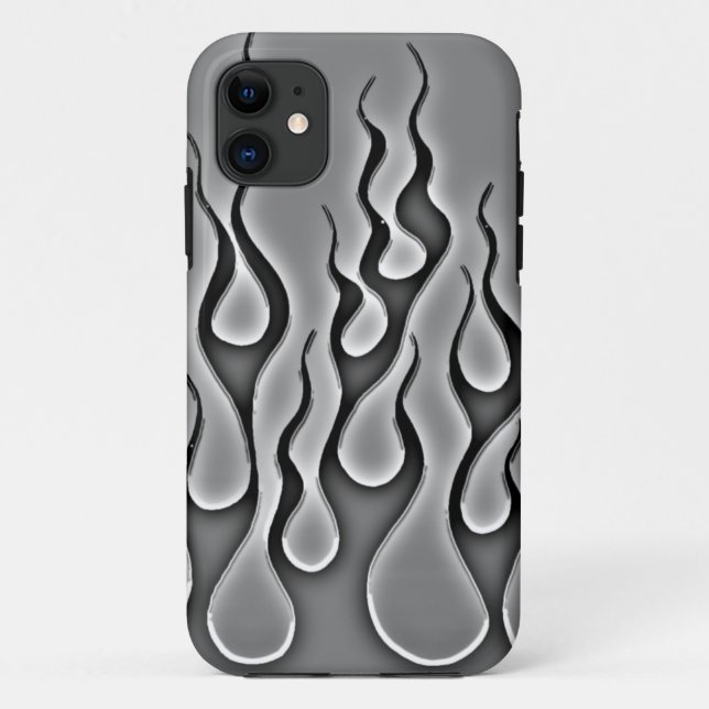 Coques Case-Mate iPhone Caisse grise de téléphone de flammes de fantôme (Dos)