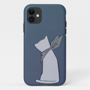 Coque iPhone 11 Caisse minimaliste bleue de l'iPhone 5 de chat
