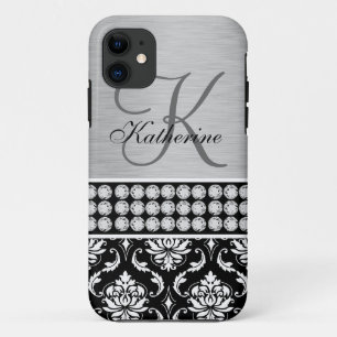 Coque Case-Mate Pour iPhone Caisse noire argentée de l'iPhone 5 de monogramme