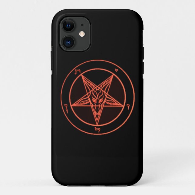 Coques Case-Mate iPhone Caisse noire/orange de téléphone de Baphomet (Dos)