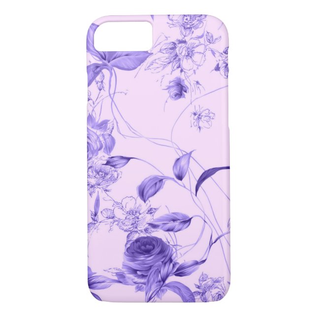 Coques Case-Mate iPhone Caisse pourpre florale vintage élégante de rose de (Dos)