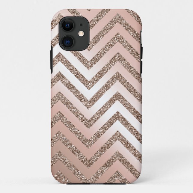 Coques Case-Mate iPhone Caisse rose de chevron de parties scintillantes (Dos)