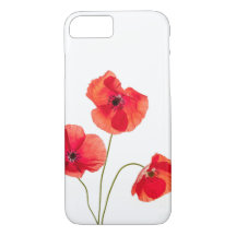 Caisse rouge d'Iphone 7 de fleur de pavot