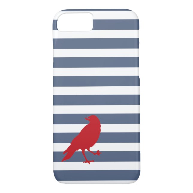 Coques Case-Mate iPhone Caisse rouge rayée de bleu marine et blanche (Dos)