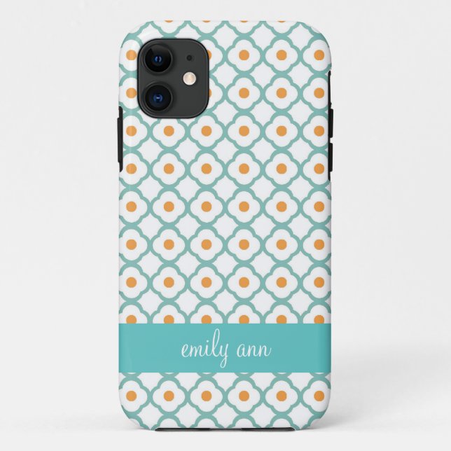 Coques Case-Mate iPhone Caisse turquoise et orange de Quatrefoil iPhone4 (Dos)