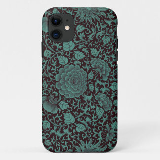 Etui iPhone Case-Mate Caisses florales turquoises et noires de l'iPhone