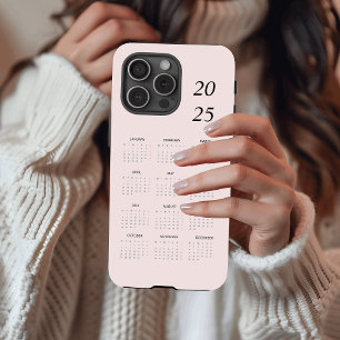 Coque iPhone 15 Pro Calendrier Pastel Pink 2025 personnalisé
