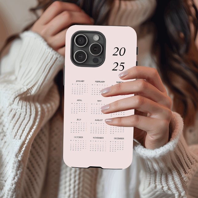 Coques Case-Mate iPhone Calendrier Pastel Pink 2025 personnalisé (Créateur téléchargé)