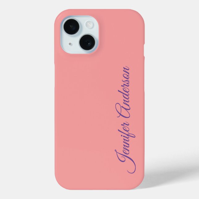 Coques Case-Mate iPhone Calligraphie Elégant Pastel Rouge Nom personnalisé (Verso)
