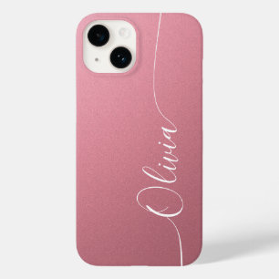 Coque Pour iPhone 14 Calligraphie élégante rose blanc Nom du script