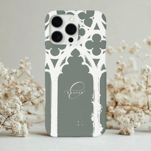 Coques iPhone 16 Pro Max Calligraphie minimaliste de fenêtre gothique Sage 
