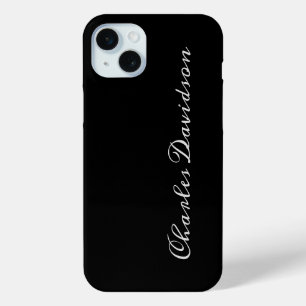 Coque iPhone 15 Mini Calligraphie minimaliste professionnelle Noir