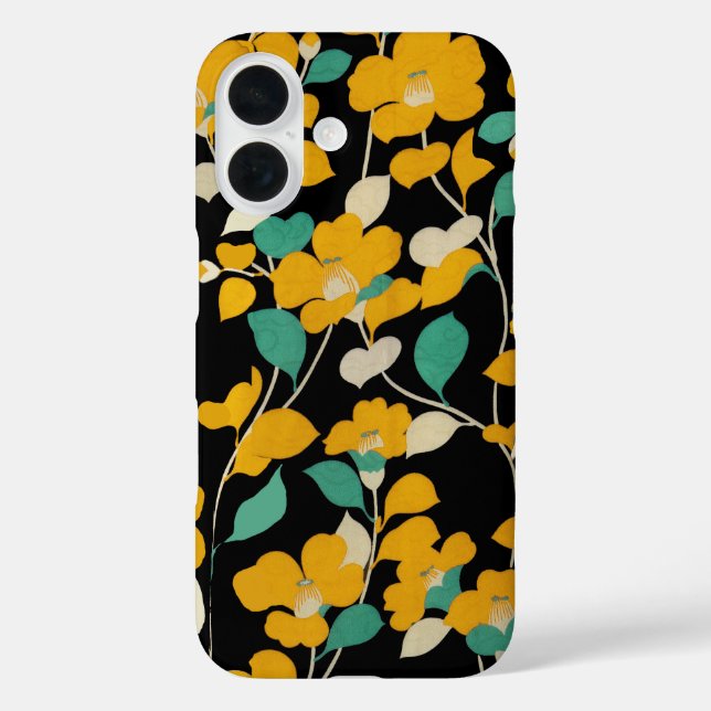 COQUES Case-Mate iPhone CAMELLIAS JAUNES, FEUILLES BLANCS VERTS NOIR (Verso)