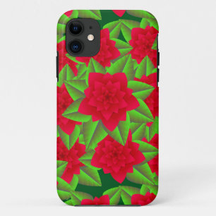 Coques Pour iPhone Camellias rouge foncé et Feuilles verts