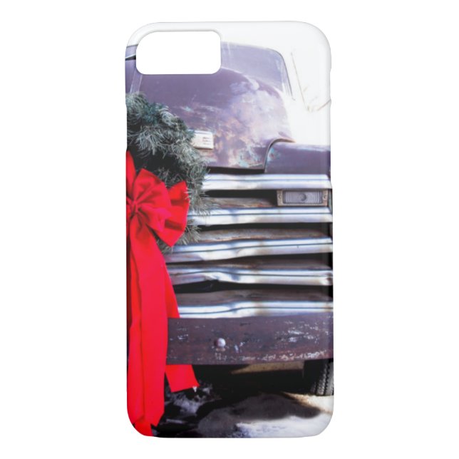 Coques Case-Mate iPhone Camion d'antiquité avec couronne de Noël festive (Dos)