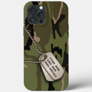 iPhone 13 Pro Max Coque Camion vert militaire avec étiquette de chien