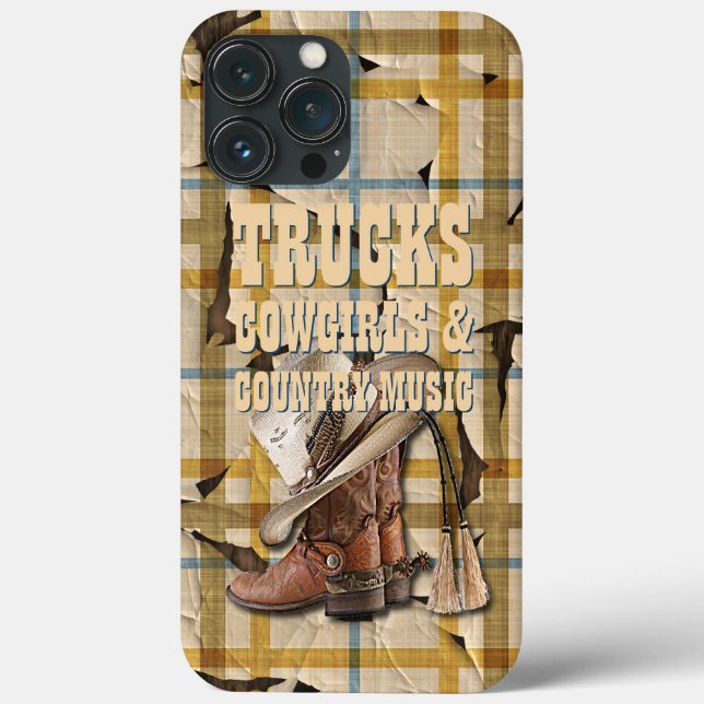 Coques Case-Mate iPhone Camions Cowgirls Country Music Plaid Tartan Motif (Verso)