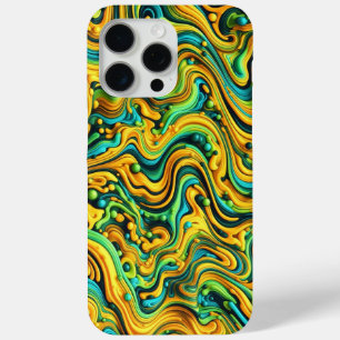 Coque iPhone 15 Pro Max Camo à vague acide, design trippé, motif de camouf