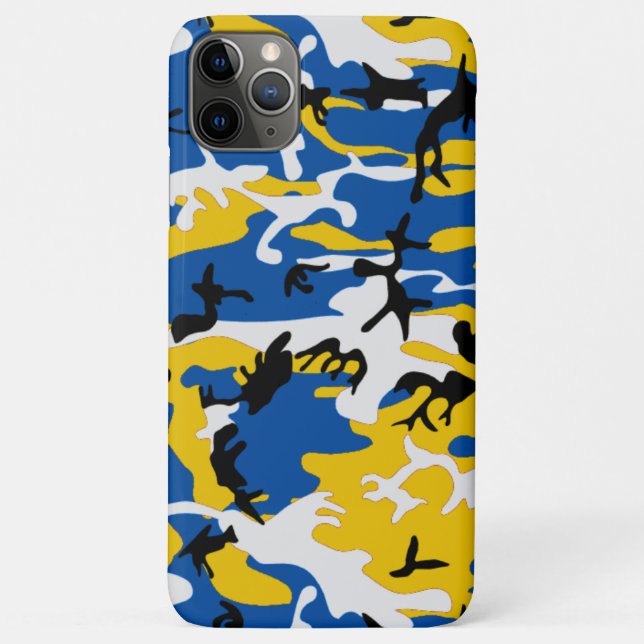 Coques Case-Mate iPhone Camo bleu et jaune (Dos)