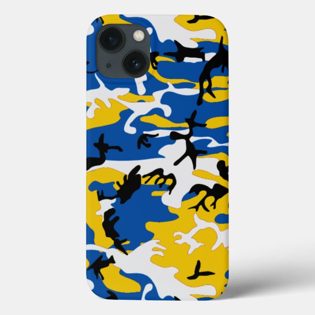 Coques Case-Mate iPhone Camo bleu et jaune (Verso)
