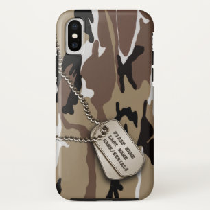 Coque iPhone X Camo du désert militaire avec un chien