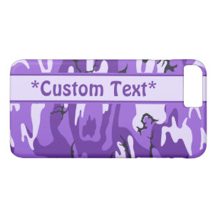 Coque iPhone 7 Plus Camo pourpre avec le texte fait sur commande