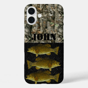 Coques iPhone 16 Plus Camo Rustique Smallmouth Nom de basse Pêche