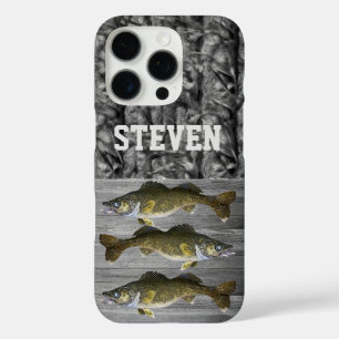 Coques iPhone 16 Pro Camo Walleye Nom de pêche Hommes Cool sportif