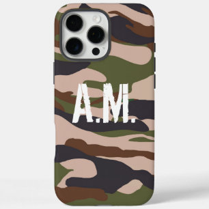 Coques iPhone 16 Pro Max Camouflage Armée Monogramme Vert Brown