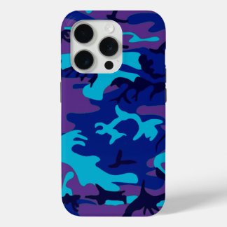 Coque iPhone 15 Pro Camouflage bleu foncé et violet