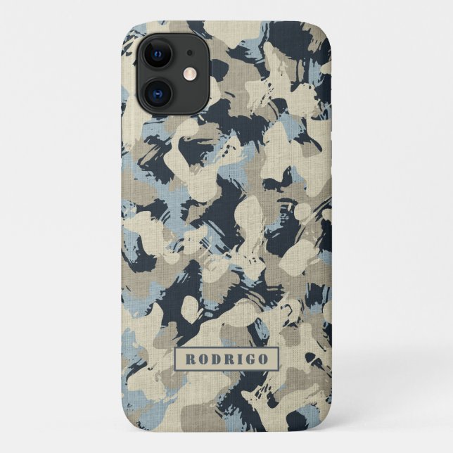 Coques Case-Mate iPhone Camouflage bleu Motif chasse Camo Nom Masculin (Dos)