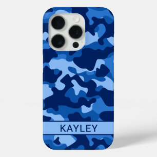 Coque iPhone 15 Pro Camouflage Bleu Personnalisé