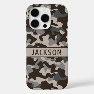 Coques iPhone 16 Pro Camouflage Brun et Gris Personnalisé