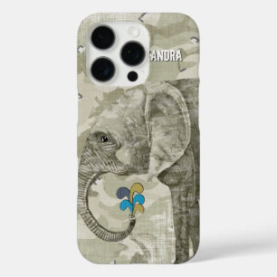 Coques iPhone 16 Pro Camouflage d'éléphants personnalisé