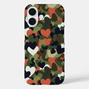 Coque Pour iPhone 16 Camouflage du coeur Motif vert