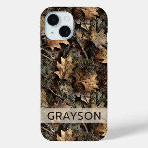 Coque Pour iPhone 15 Camouflage Feuilles Mortes Personnalisé