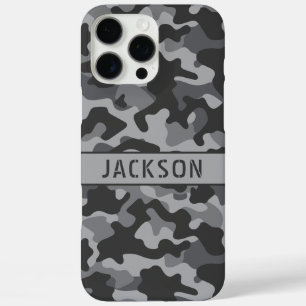 Coques iPhone 16 Pro Max Camouflage gris personnalisé