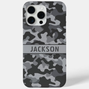 Coque iPhone 15 Pro Max Camouflage gris personnalisé