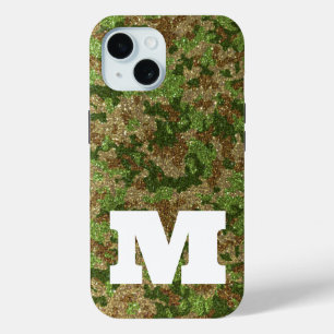 Coque Pour iPhone 15 Camouflage militaire Parties scintillant de glam É